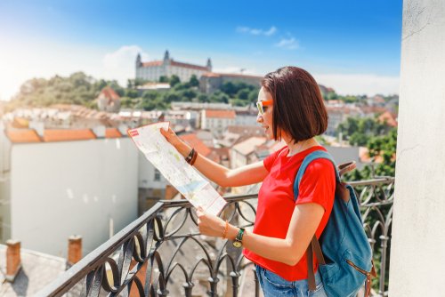 Touristin in Bratislava